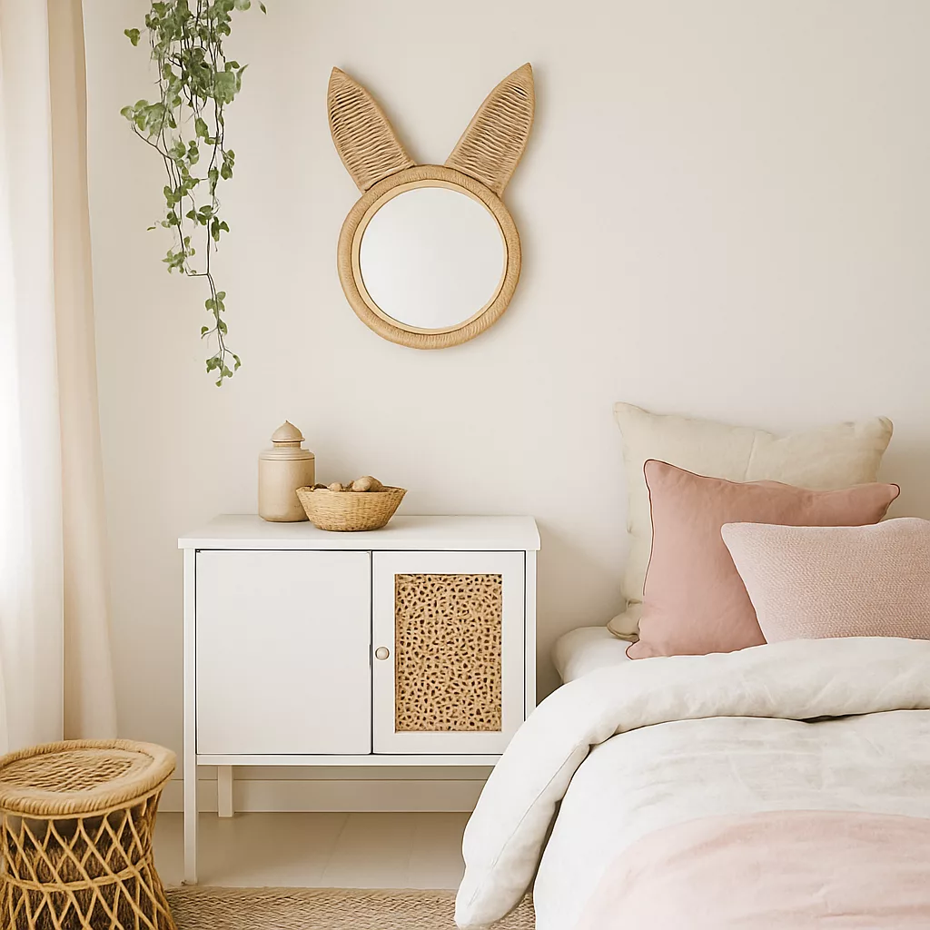 Bow Bunny Rattan Mirror - Image 2