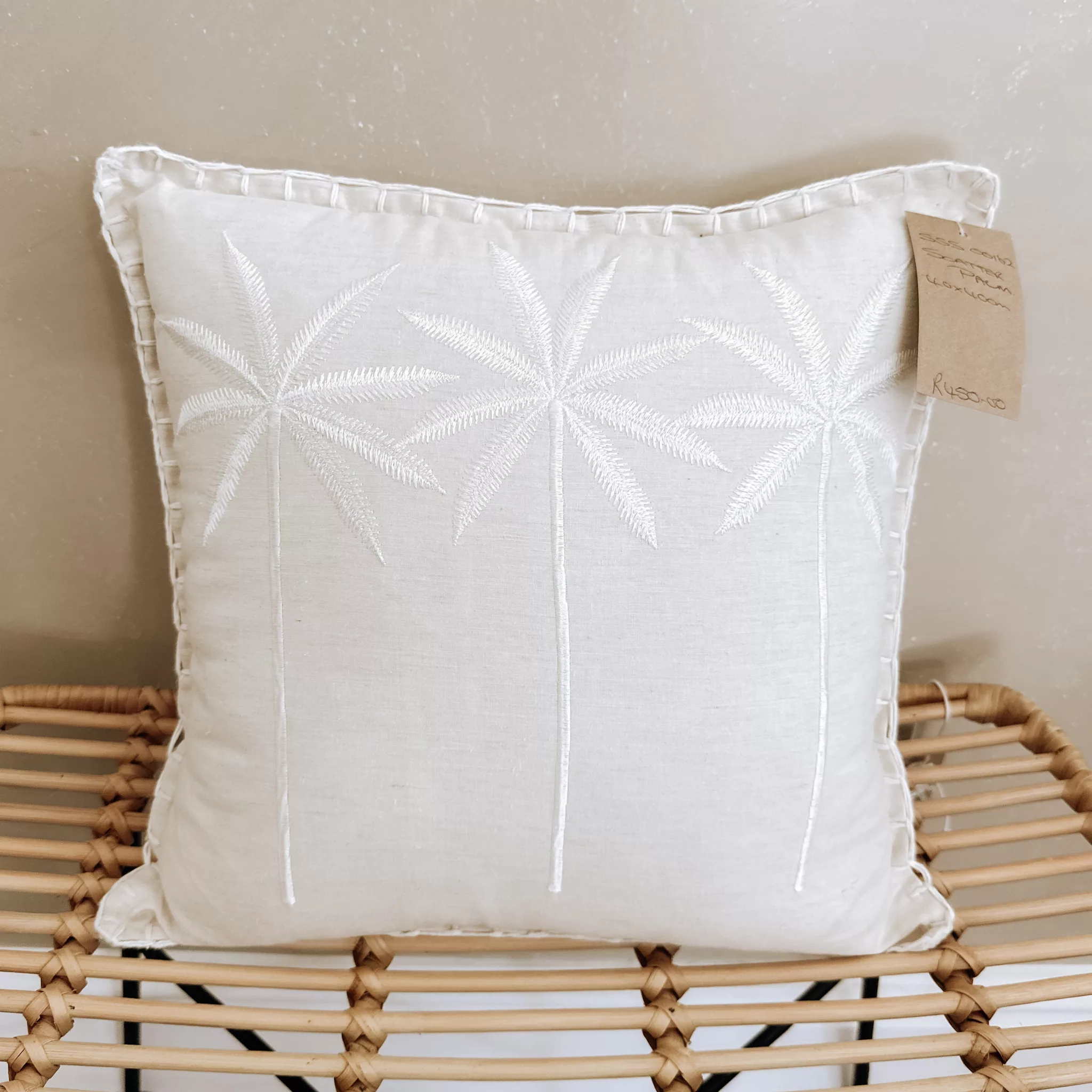 BEIGE & WHITE PALM STITCH SCATTER CUSHION 40X40