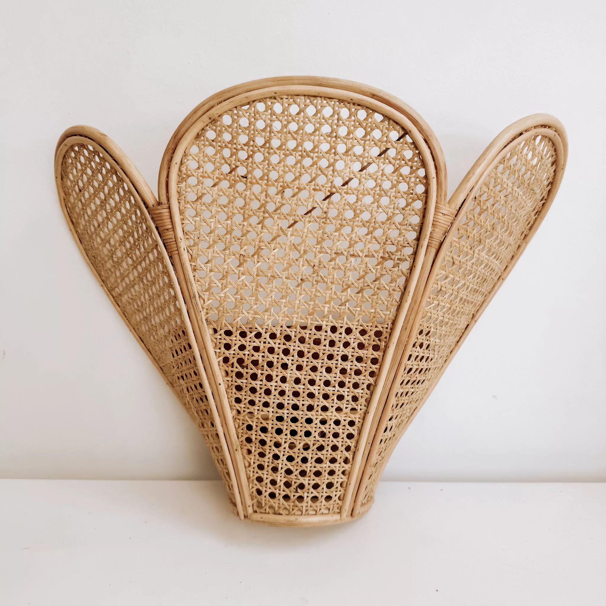 SCALLOPED RATTAN WALL LAMP