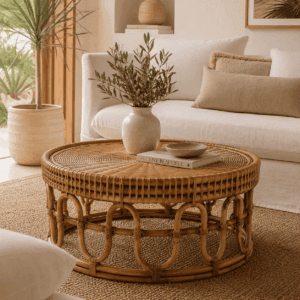 DARK RATTAN ROUND TABLE
